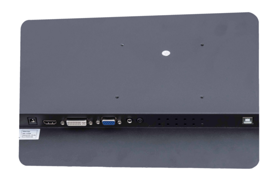Touch-Monitor Anschlüsse: 12VDC, HDMI, DVI, VGA, Audio, USB, VESA-normierte Befestigungsmöglichkeit